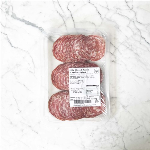 FENNEL & GARLIC SALAMI SLC 250G COBBLE LANE