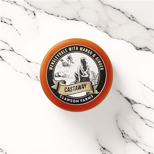 CASTAWAY WENSLEYDALE WITH MANGO AND GINGER WAXED TRUCKLE 200G